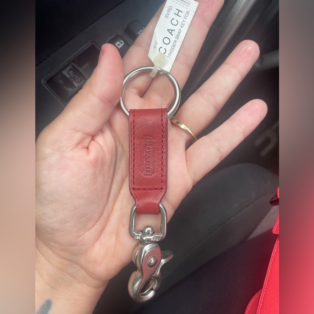 NWT Coach RARE vintage leather Trigger Snap Valet Key Fob red